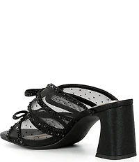 Alex Marie Evelyn Mesh Rhinestone Double Bow Dress Slide Sandals