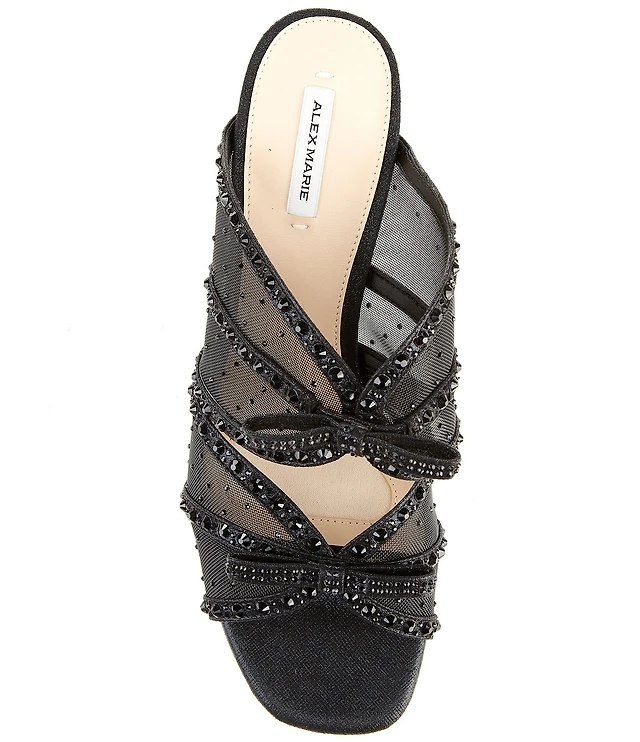 Alex Marie Bridget Plaid Rhinestone Embellished Bow Slide Sandals