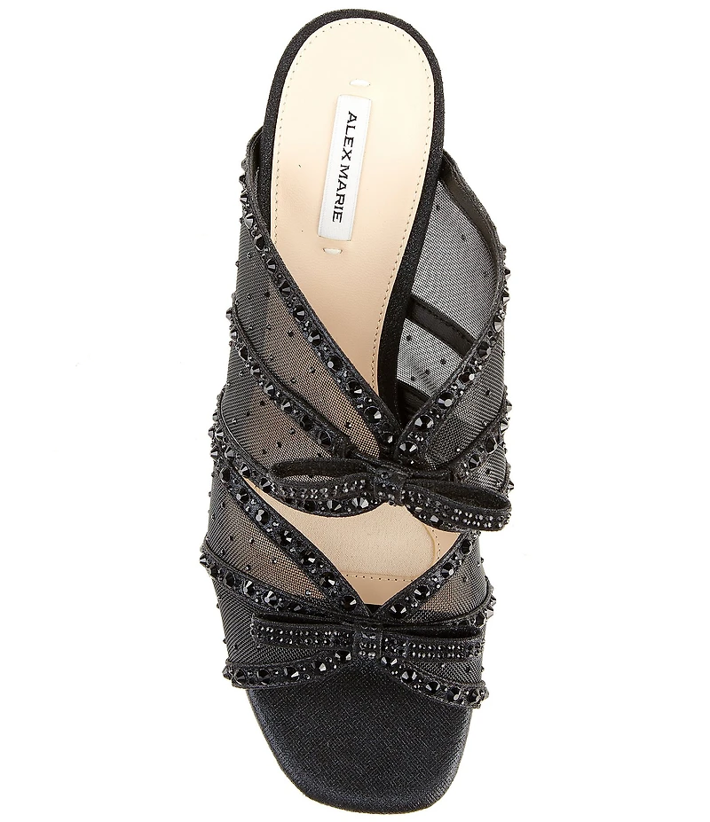 Alex Marie Evelyn Mesh Rhinestone Double Bow Dress Slide Sandals