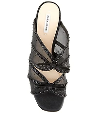 Alex Marie Evelyn Mesh Rhinestone Double Bow Dress Slide Sandals