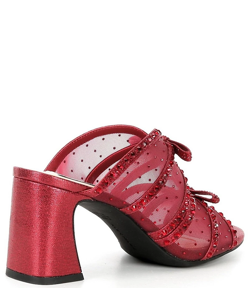 Alex Marie Evelyn Mesh Rhinestone Double Bow Dress Slide Sandals