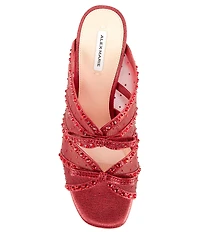 Alex Marie Evelyn Mesh Rhinestone Double Bow Dress Slide Sandals