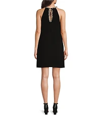 Alex Marie Felice Sleeveless Keyhole Neck Crepe Dress