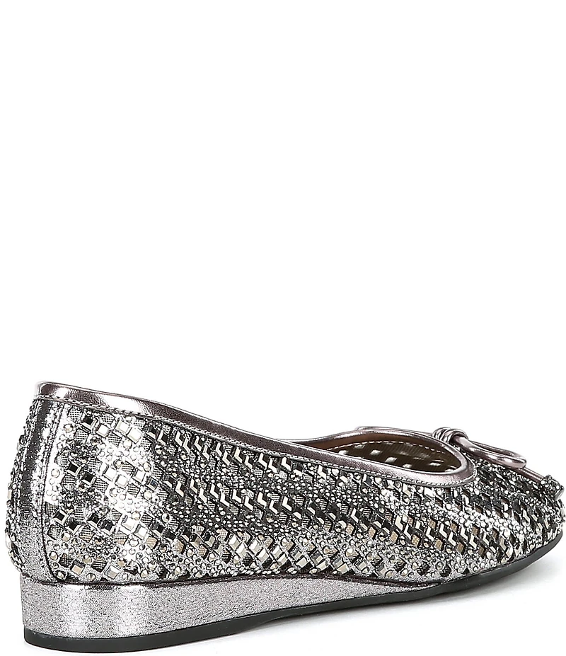 Alex Marie Fiore Rhinestone Woven Bow Detail Mini Wedge Flats