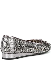 Alex Marie Fiore Rhinestone Woven Bow Detail Mini Wedge Flats