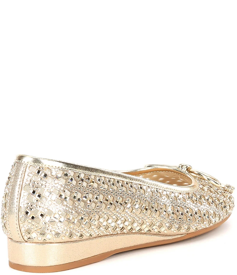 Alex Marie Fiore Rhinestone Woven Bow Detail Mini Wedge Flats