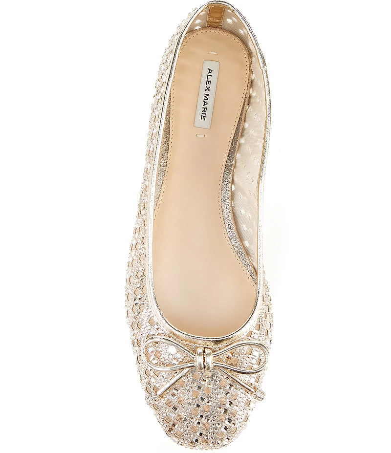 Alex Marie Fiore Rhinestone Woven Bow Detail Mini Wedge Flats