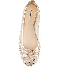 Alex Marie Fiore Rhinestone Woven Bow Detail Mini Wedge Flats