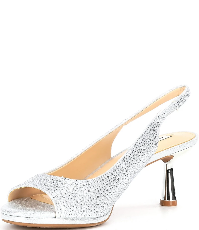 Alex Marie Florenze Rhinestone Peep Toe Slingback Dress Sandals