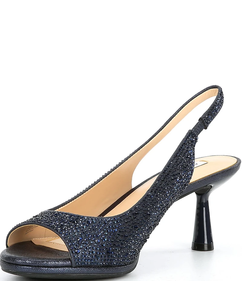 Alex Marie Florenze Rhinestone Peep Toe Slingback Dress Sandals