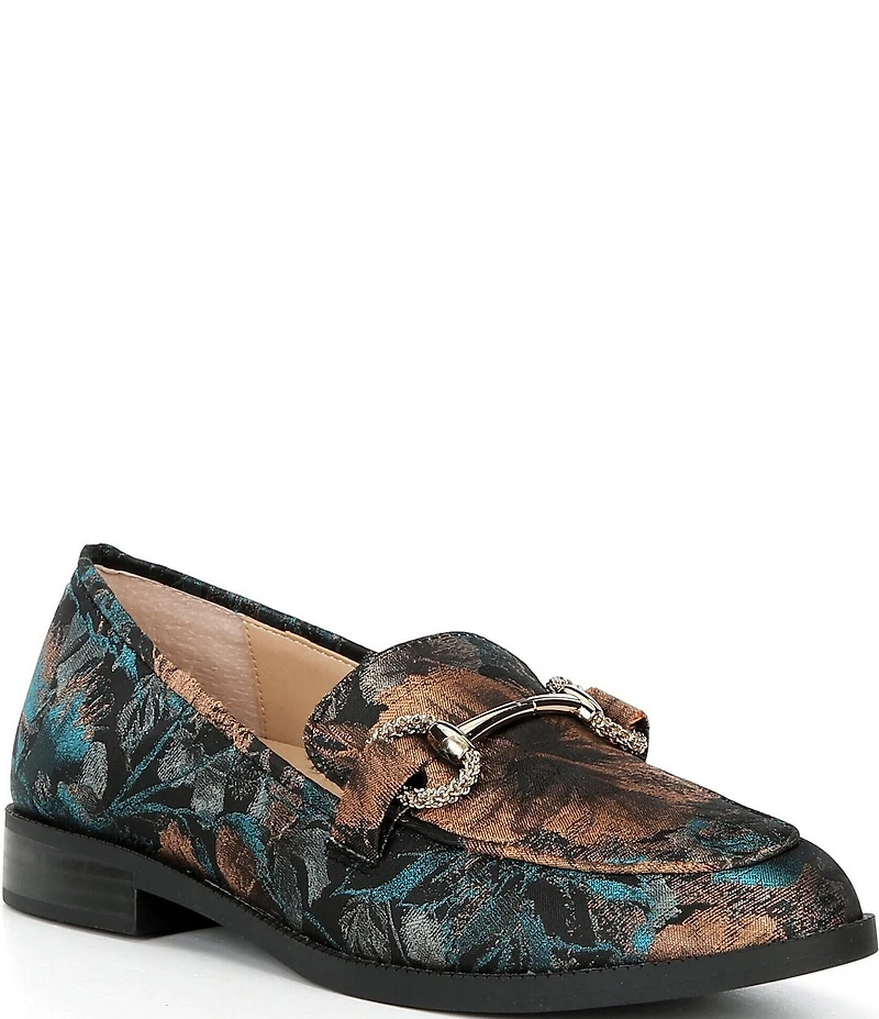 Alex Marie Gilmore Two Printed Jacquard Bit Buckle Loafers
