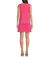 Alex Marie Ginny Boat Neck A Line Mini Scuba Crepe Shift Dress