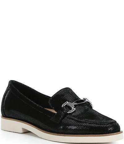 Alex Marie Grant Embossed Leather Bit Buckle Loafers