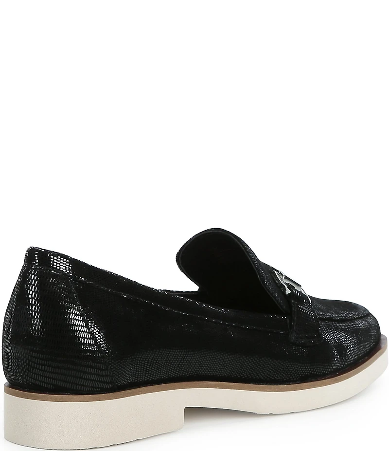 Alex Marie Grant Embossed Leather Bit Buckle Loafers