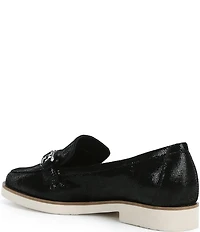 Alex Marie Grant Embossed Leather Bit Buckle Loafers