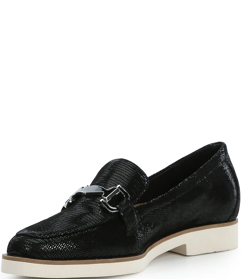 Alex Marie Grant Embossed Leather Bit Buckle Loafers