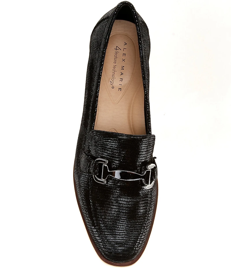 Alex Marie Grant Embossed Leather Bit Buckle Loafers