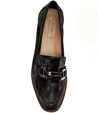Alex Marie Grant Embossed Leather Bit Buckle Loafers