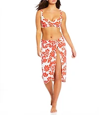 Alex Marie Groovy Tropics Faux Wrap Sarong Cover Up