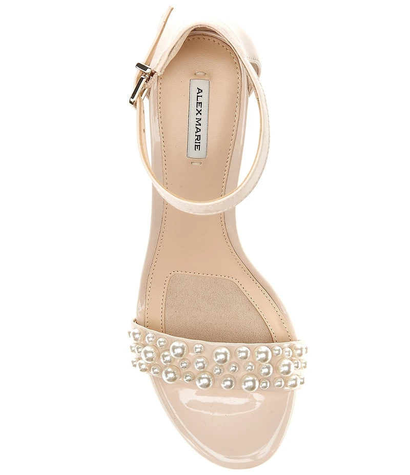 Alex Marie Halmar Patent Pearl Ornamented Strap Block Heel Sandals