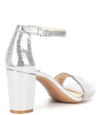 Alex Marie HalmarTwo Rhinestone Strap Block Heel Sandals