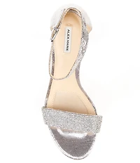 Alex Marie HalmarTwo Rhinestone Strap Block Heel Sandals