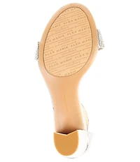 Alex Marie HalmarTwo Rhinestone Strap Block Heel Sandals