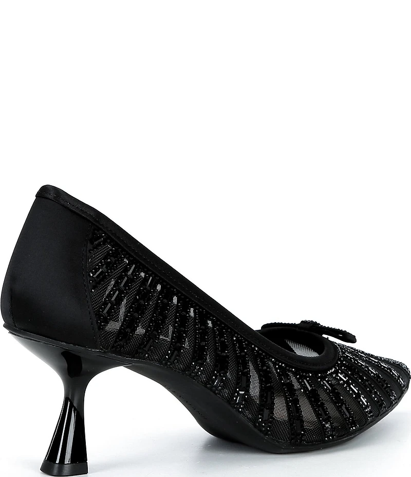 Alex Marie Halo Mesh Rhinestone Stripe Flared Heel Pumps