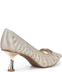 Alex Marie Halo Mesh Rhinestone Stripe Flared Heel Pumps