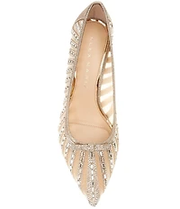 Alex Marie Halo Mesh Rhinestone Stripe Flared Heel Pumps