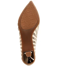 Alex Marie Halo Mesh Rhinestone Stripe Flared Heel Pumps