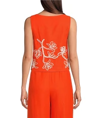 Alex Marie Hana Embroidered Square Neck Sleeveless Coordinating Blouse