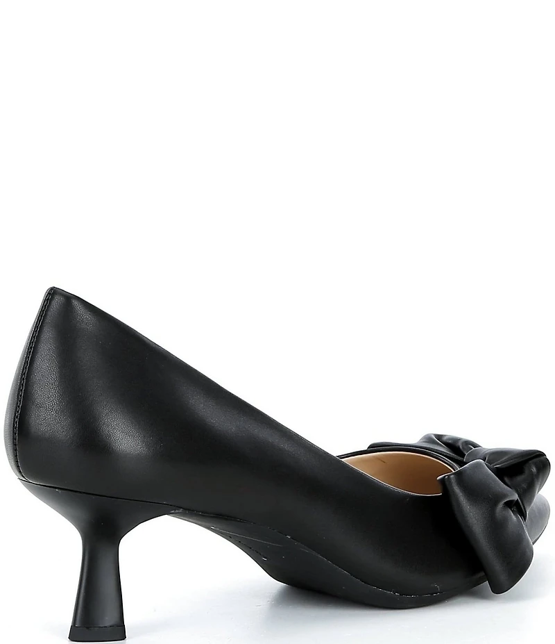 Alex Marie Iris Leather Bow Pointed Toe Kitten Heel Pumps