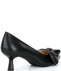 Alex Marie Iris Leather Bow Pointed Toe Kitten Heel Pumps