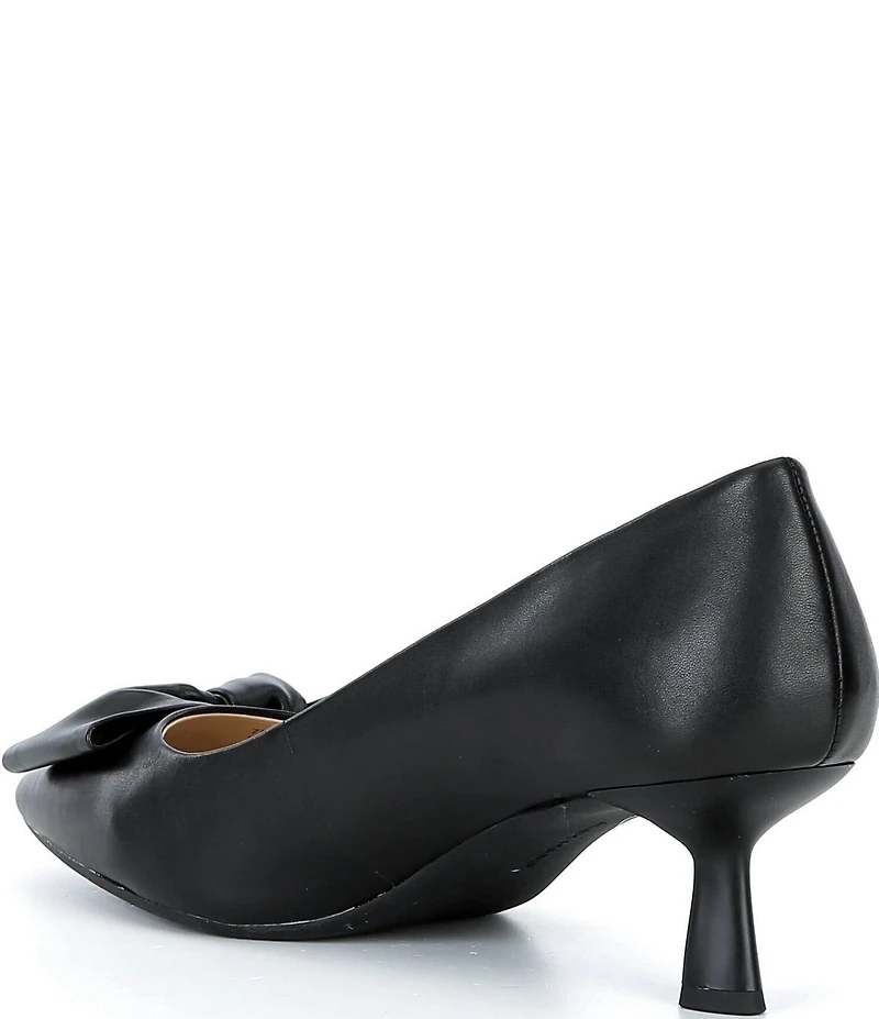 Alex Marie Iris Leather Bow Pointed Toe Kitten Heel Pumps