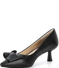 Alex Marie Iris Leather Bow Pointed Toe Kitten Heel Pumps