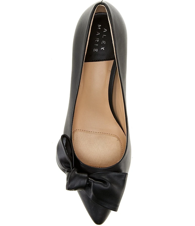 Alex Marie Iris Leather Bow Pointed Toe Kitten Heel Pumps
