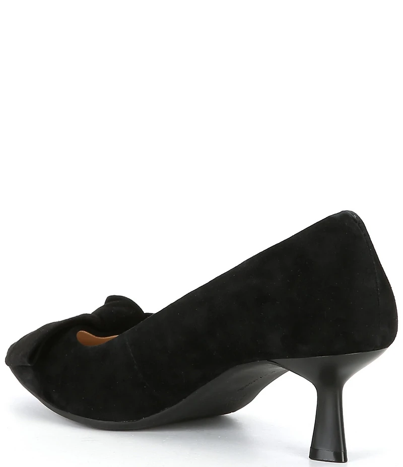 Alex Marie Iris Suede Bow Pointed Toe Kitten Heel Pumps