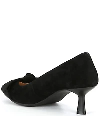 Alex Marie Iris Suede Bow Pointed Toe Kitten Heel Pumps
