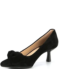 Alex Marie Iris Suede Bow Pointed Toe Kitten Heel Pumps