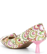 Alex Marie Iris Three Multi Print Pearl Embellished Bow Kitten Heel Pumps