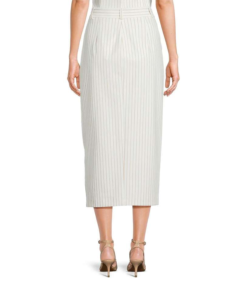 Alex Marie Jackie Coordinating Pinstripe Novelty Suiting Midi Skirt