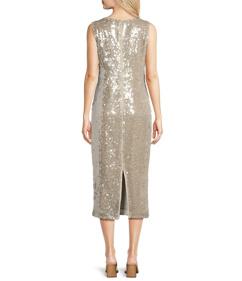 Alex Marie Jade Sequin Boat Neck Sleeveless Dress