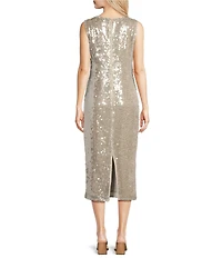 Alex Marie Jade Sequin Boat Neck Sleeveless Dress