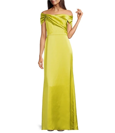 Alex Marie Jenni Off-The-Shoulder Cape Sleeve Maxi Gown