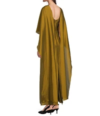 Alex Marie Reba Crew Neck Capelet Satin Gown