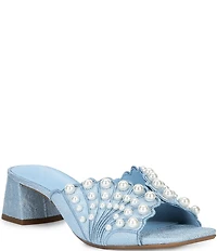 Alex Marie Johanna Brocade Fabric Pearl Embellished Dress Sandals