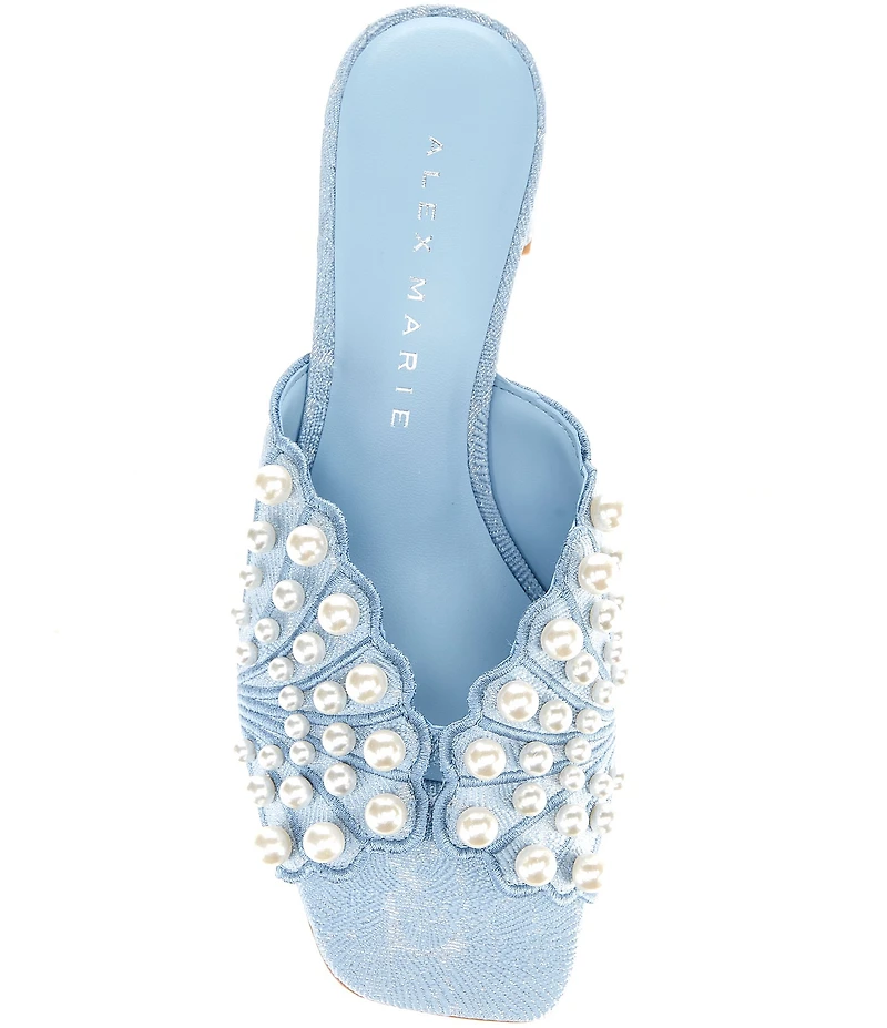 Alex Marie Johanna Brocade Fabric Pearl Embellished Dress Sandals