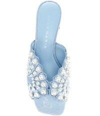 Alex Marie Johanna Brocade Fabric Pearl Embellished Dress Sandals