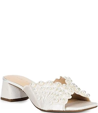 Alex Marie Johanna Satin Pearl Embellished Dress Mules